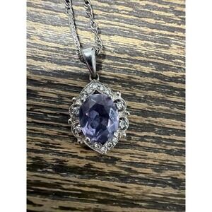 GOLD COAST PLATINUM PLATED PURPLE SIMULATED AMETHYST NECKLACE 20"